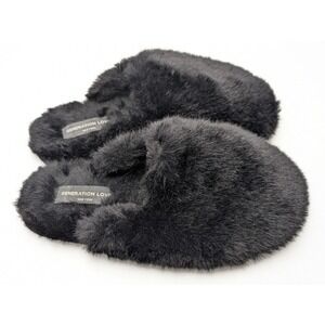 Generation Love Black Fuzzy Slippers